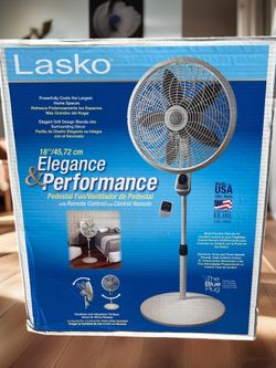 Lasko 53.5 in. H 3 speed Oscillating Pedestal Fan Remote Control