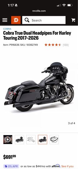 Black Cobra True Dual Headpipes for Harley Touring