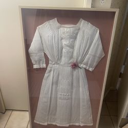 Antique Wedging Dress . Over 100 Years Old . Framed 