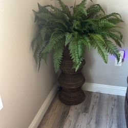 Plant Stand With Artificial Plant