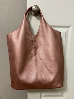Rose Gold Faux Leather Hobo Bag