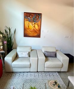 Italian Leathet Sofa Set- One 2seater and 2 single seaters