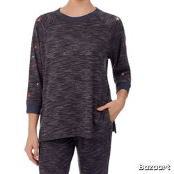 New SZ L 2pc Super Soft Gray Star Print 3/4 Raglan Sleeve Jogging Set