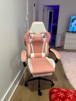 Pink and White Gaming Chair