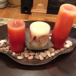   3  Candles              With Stones  &  Dish              Best Reasonable   Offer