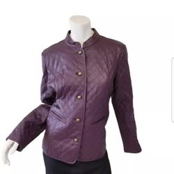 ISSAC MIZRAHI GENUINE LEATHER WOMAN QUILTED JACKET PURPLE NEW WITH TAGS SZ LARGE

  

**price Is Firm**