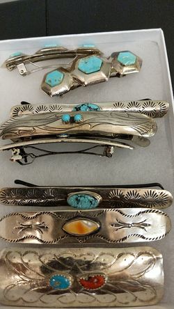 ONE STERLING SILVER HAIR CLIP TURQUOISE