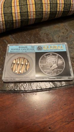 KENNEDY WAFFLE CANCELLED BU HALF DOLLAR! One Owner! GLOBAL CERTIFICATION SERVICES US MINT