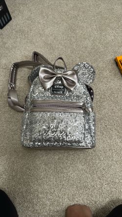 Loungefly Disney Minnie Mouse Silver Sequin Backpack