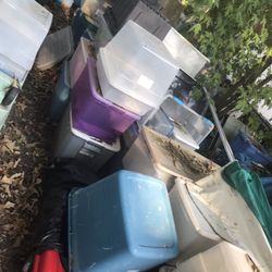 Totes With And Without Lids All Sizes Only Three Dollars To $15 Each Depending On Brand AndSize