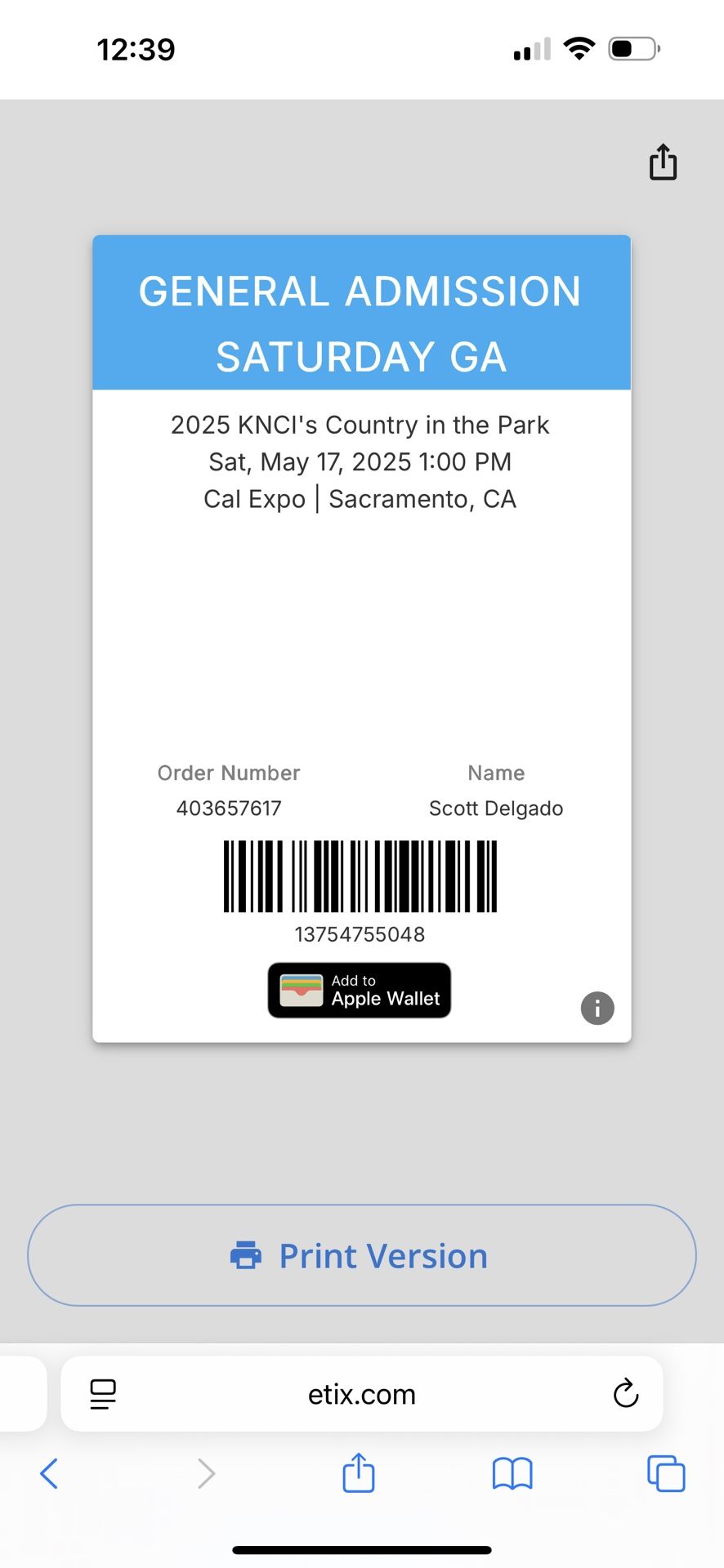 Country In The Park Ticket Sacramento