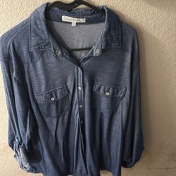 Like Denim Button Up Top 