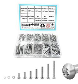 M3 Screw Kit, 540pcs M3 Button Head Socket Cap Screws Bolts Washers Nuts Kit,304 Stainless Steel(M3 x 6mm /8mm /12mm /16mm /20mm /25mm /30mm)