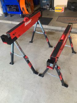 Two Bauer Steel Adjustable Sawhorse 1300 lb. Capacity