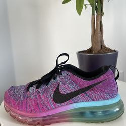 Nike Flyknit Air Max Black Teal Purple Athletic Shoes 620659-502 | Women 9.5 