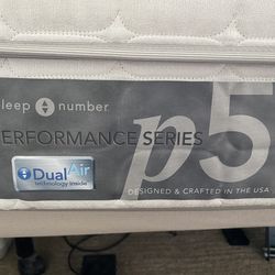 Queen sleep number bed with adjustable frame