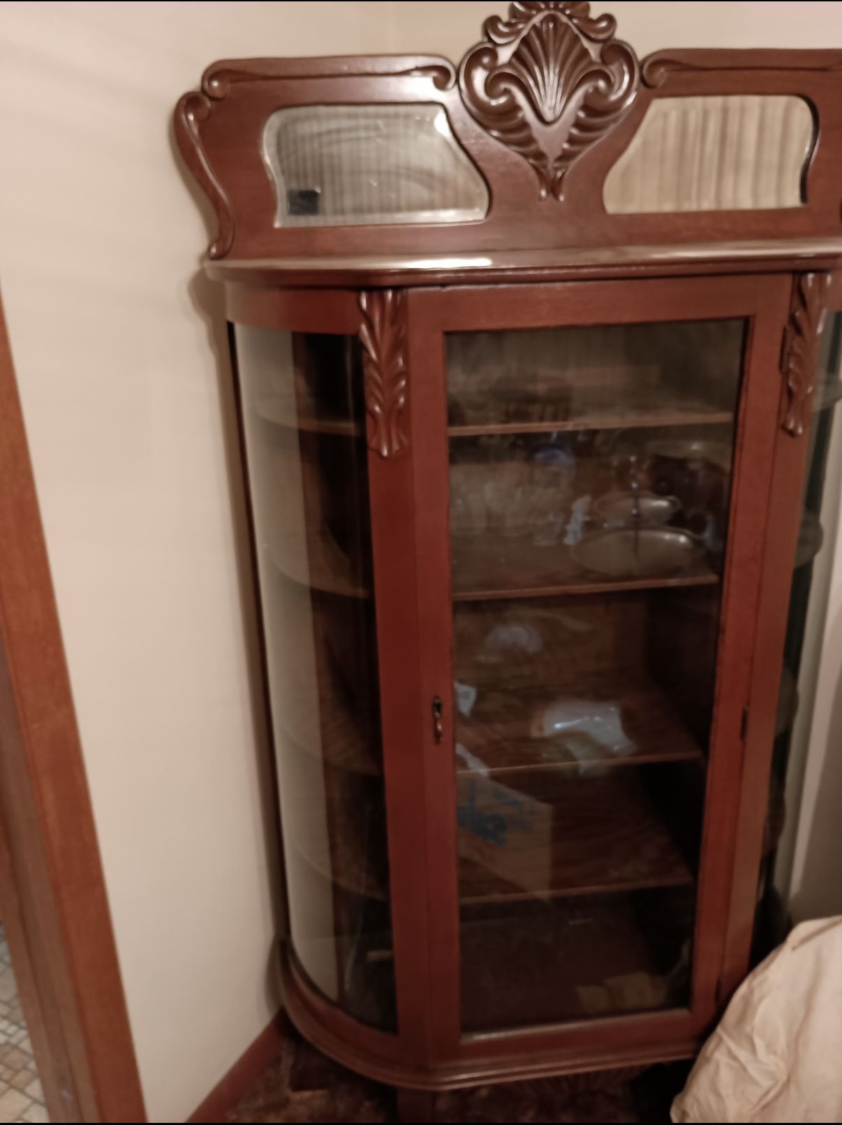 Double Curve Curio Cabinet