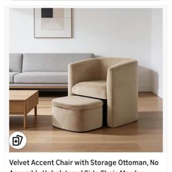 Velvet Accent Chair With Ottoman