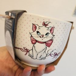 Disney Marie Ceramic Bowl Whit Chopsticks New