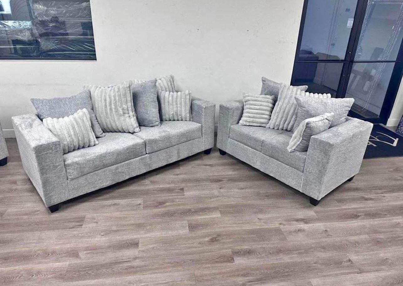 Sofá 2pcs Soft Fabric W Pillows