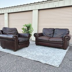 Costco Top Grain Leather Chair + Loveseat Set - Delivery 