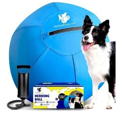 Herding Ball for Dogs - 18” Cover for Corgi, Collie, Cattle & All Herding Dogs Under 27 Pounds - Heavy Duty Dual Layered Cover - Thick Anti-Burst Inne
