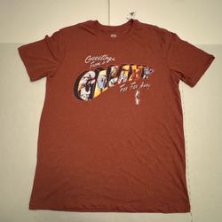 NWT Star Wars Greetings From A Galaxy Far Far Away T Shirt Short Sleeve Printed Rust Men Size Medium