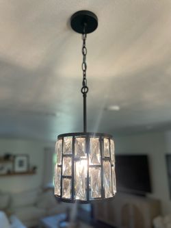 8” Black and Crystal Pendant Light