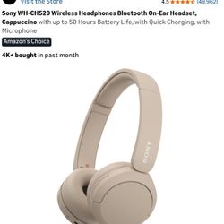 Sony WH-CH520 Wireless Headphones Bluetooth On-ear Headset