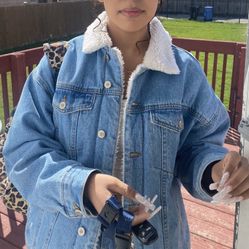 Light Denim Jacket With White “fur”