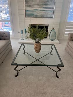 Glass top square coffee table