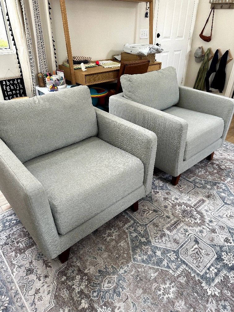 Levity Lounge Chairs (2) - Washable Covers - Sage Green