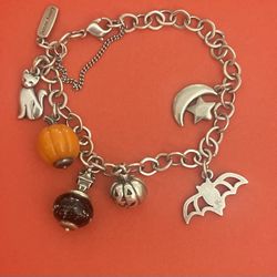 James Avery Halloween Themed Charm Bracelet with 6 Charms