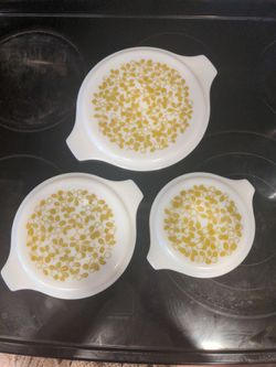 Vintage Glass Pyrex Glass Lids - Olive design