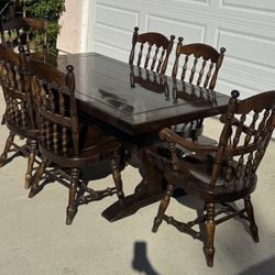 Polished Rich Walnut Dining Set
