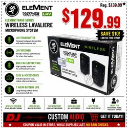 Mackie Wireless Lavalier Microphone System 7 Hour Battery Podcast Live Vocal Seminar Mic Set Element WAVE LAV 🚨 Payment Options Available 🚨 No Credi