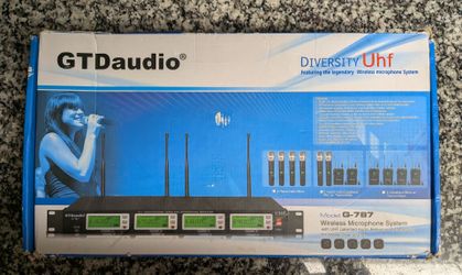 GTD Audio G-787 UHF Wireless Microphone System 4 Mics Receiver 3 Tested Working