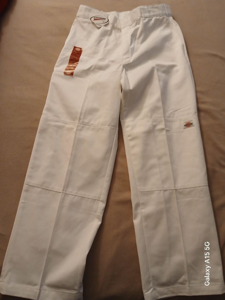 All White Dickies Double Knee Pants