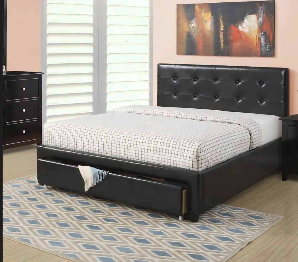 Queen Bed Frame w/ Storage Drawer