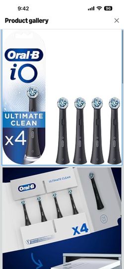 Oral-B iO Ultimate Clean Replacement Brush Heads, Advanced Deep Cleaning, Black, Pack of 4