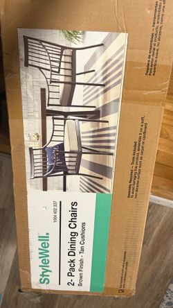 2- Pack Dining Chairs Brown Finish - Tan Cushions Shop hundreds of patio sets