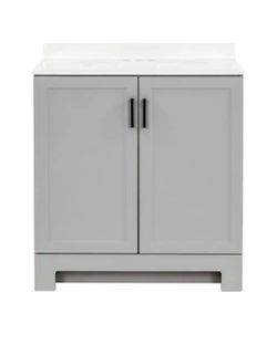 Glacier Bay Oakley 31 in. Single Sink Pearl Gray Freestanding Bath Vanity with White Cultured Marble Top (Assembled)