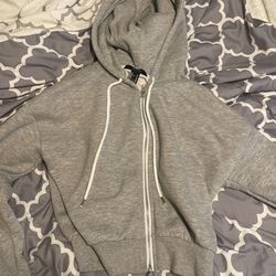 grey cropped zip up