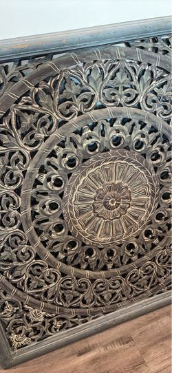 Large Carved Wood Mandala Wall Panel