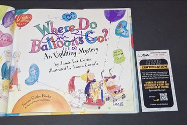 🔥Jamie Lee Curtis Signed Autographed Book Where Do Balloons Go? JSA COA 🔥