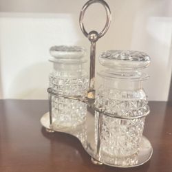 Antique Elkington Plate Pickle Jar Stand Decanter Crystal Jars