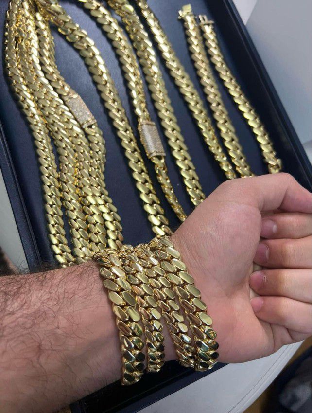 Cuban Chain And Bracelet Set