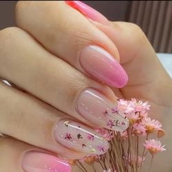 24 Pcs FLORISHING PRETTY PINK FLORAL OVAL SHAPED PRESS-ON WITH FREE GIFT( A STUNNING SILVER ENCLOSED PINK HEART NECKLACE (Limited Offer)