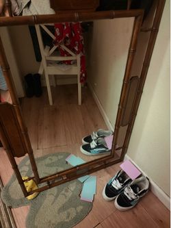 Vintage Faux bamboo wall mirror
