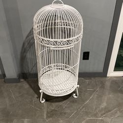 Vtg. Large Hand Crafted Metal Iron Bird Cage 